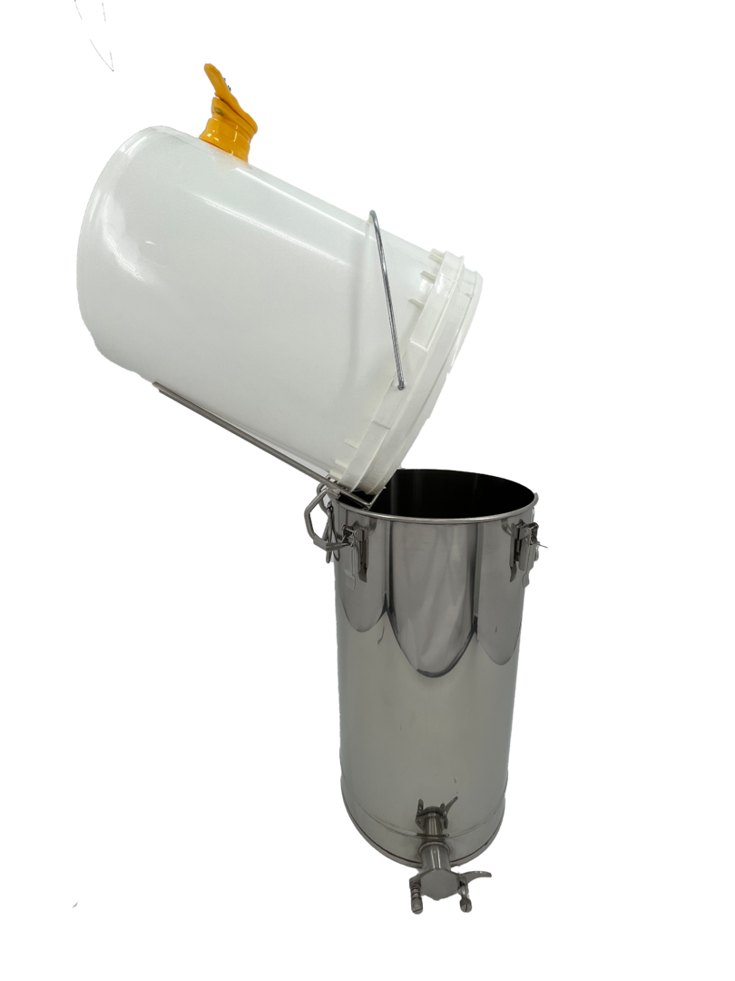 Porta secchiello in acciaio inox stabile universale adatto a tutti i secchi e imbottigliatori per miele