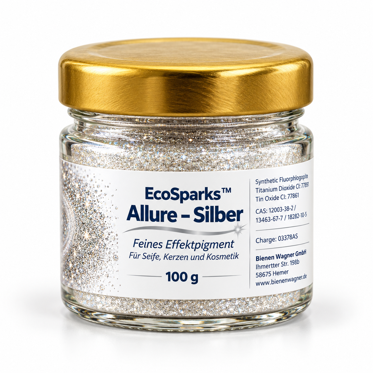 Pigmento effetto glitter argento EcoSparks™ Allure Silver – per sapone, candele e cosmetici, colore per sapone 