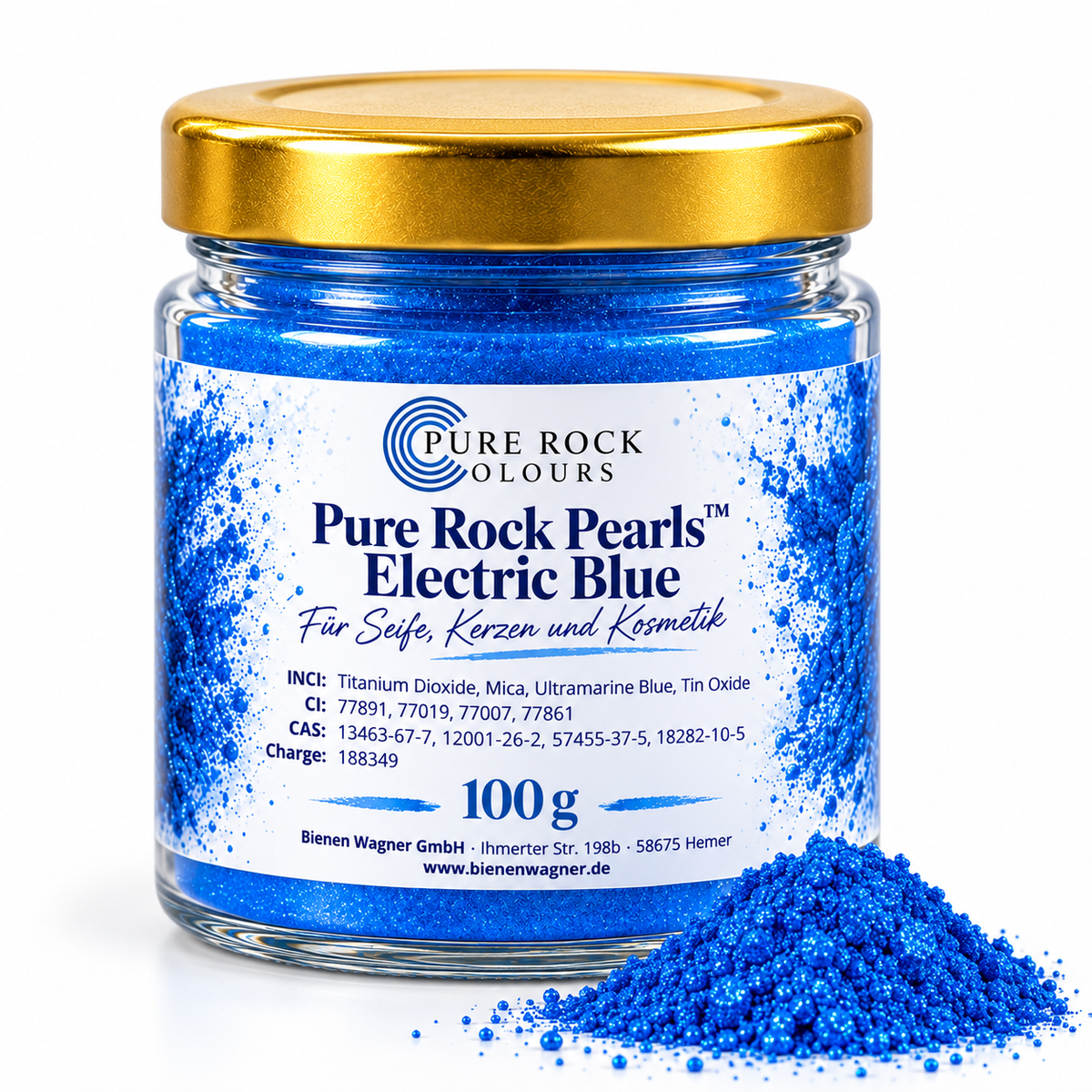 Colorant bleu pour savon – pigment pour savon, bougies &amp; cosmétique | Pure Rock Pearls™ Electric Blue 