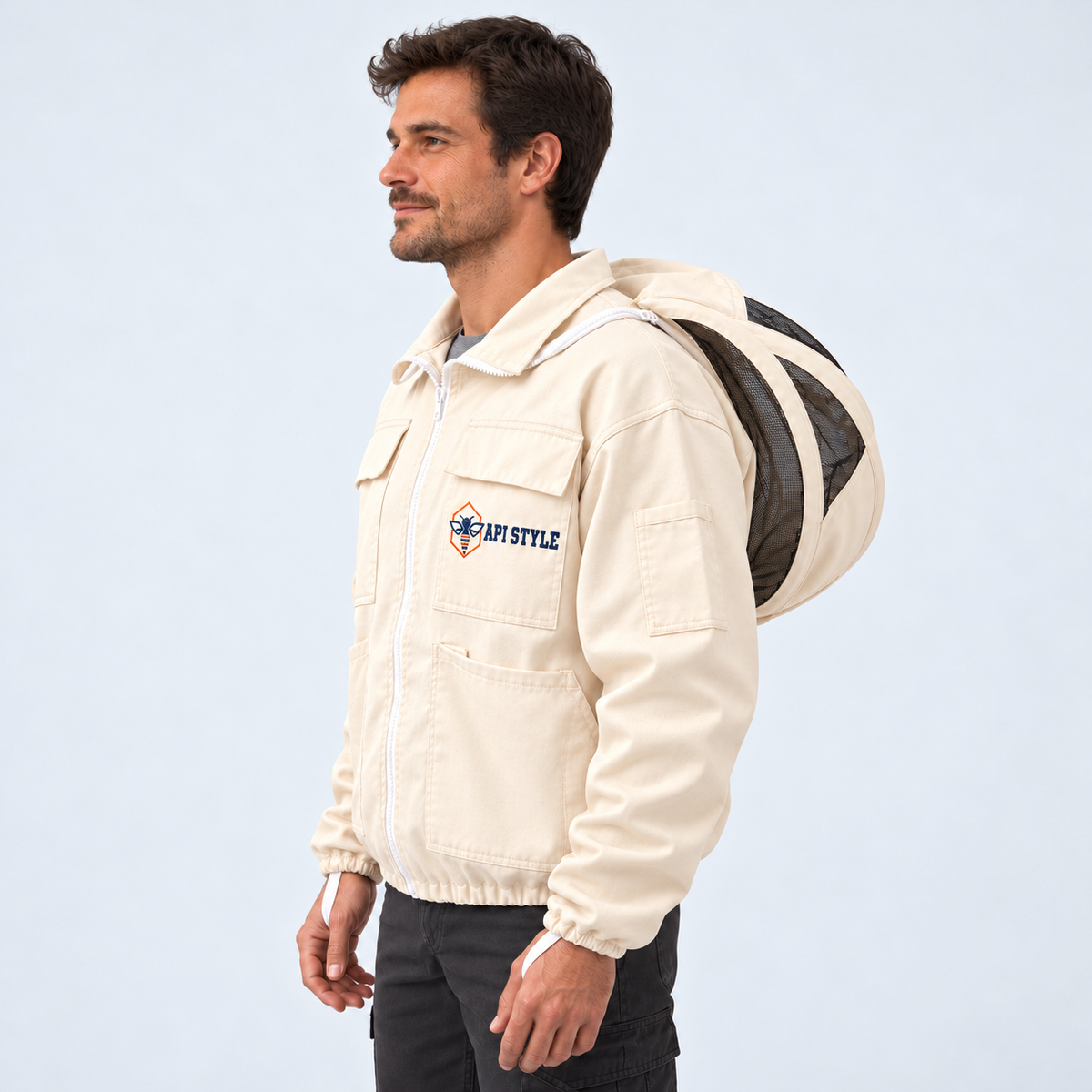API STYLE Beekeeping Jacket Natural – lightweight cotton jacket with detachable veil for women and men 