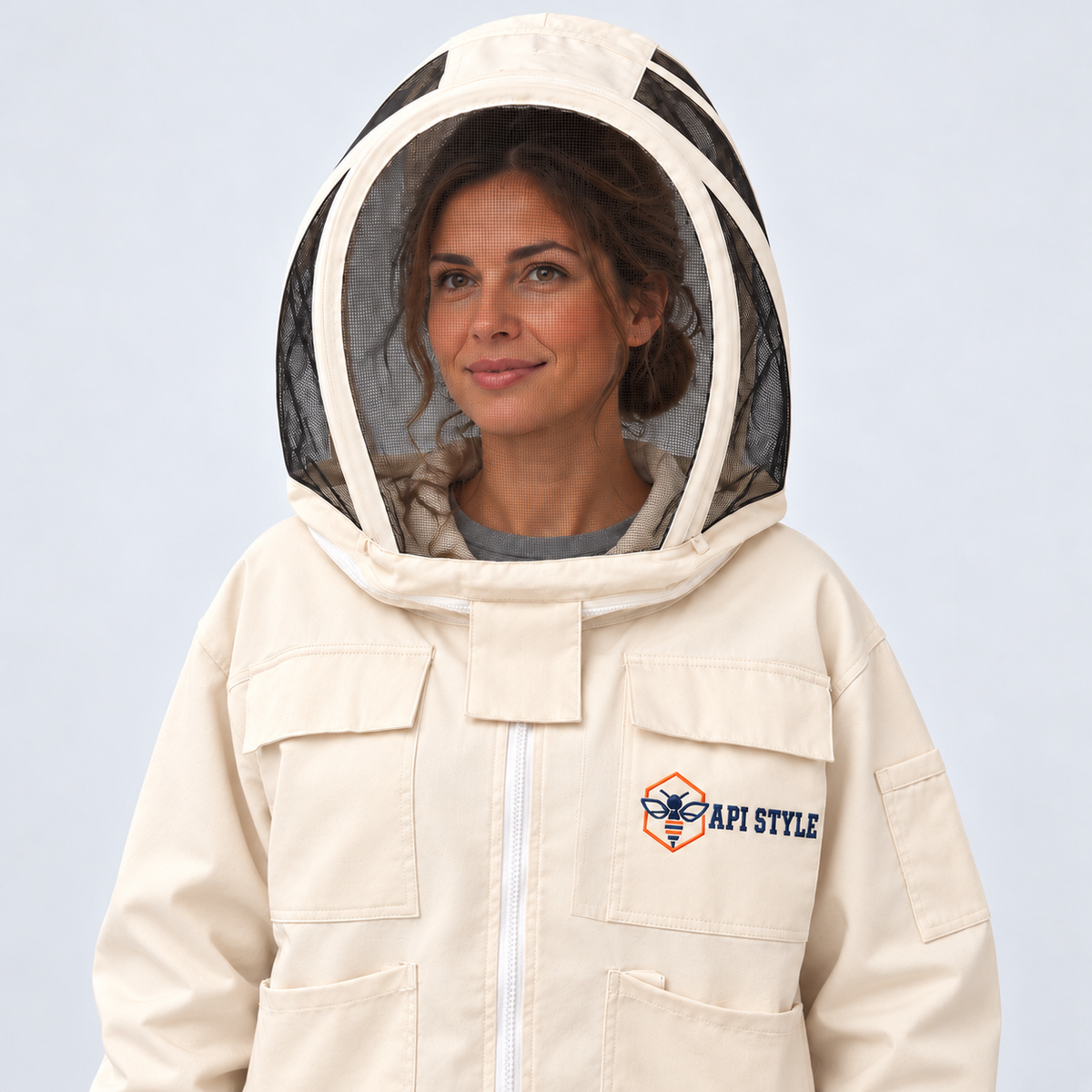 API STYLE Beekeeping Jacket Natural – lightweight cotton jacket with detachable veil for women and men 