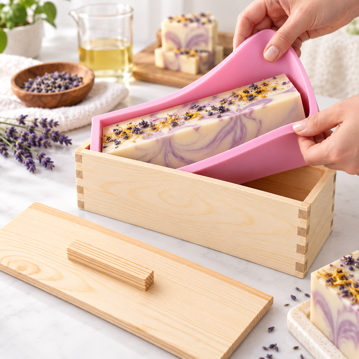 Stampo rotondo in silicone per sapone “100% HAND MADE” – colare il sapone fai da te (Copia) 