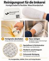 Cleaning set for beekeepers – wash glove &amp; honey scraper for stainless steel and plastic 