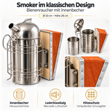 Enfumoir avec godet intérieur, soufflet en cuir et protection thermique, enfumoir pour abeilles au design classique 