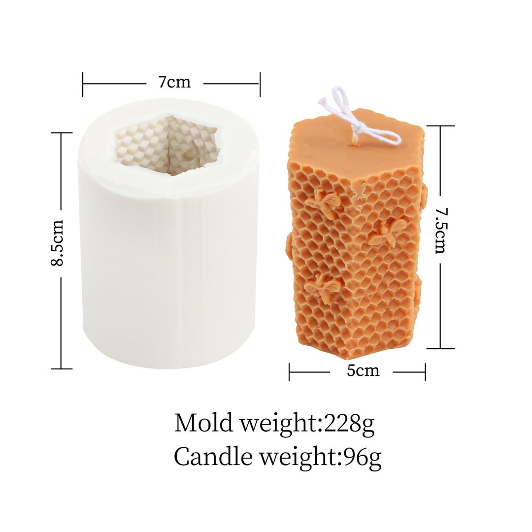 Silicone candle mold for beeswax and candle wax LZ122 Bee motif pillar candle