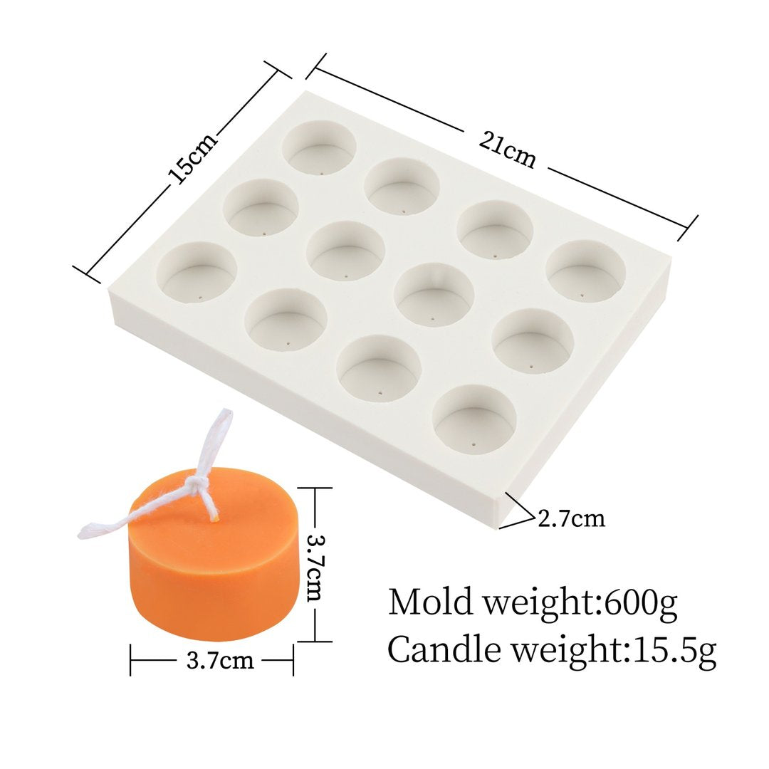 12-delige siliconen theelichtvorm voor bijenwas en kaarsvet LZ017