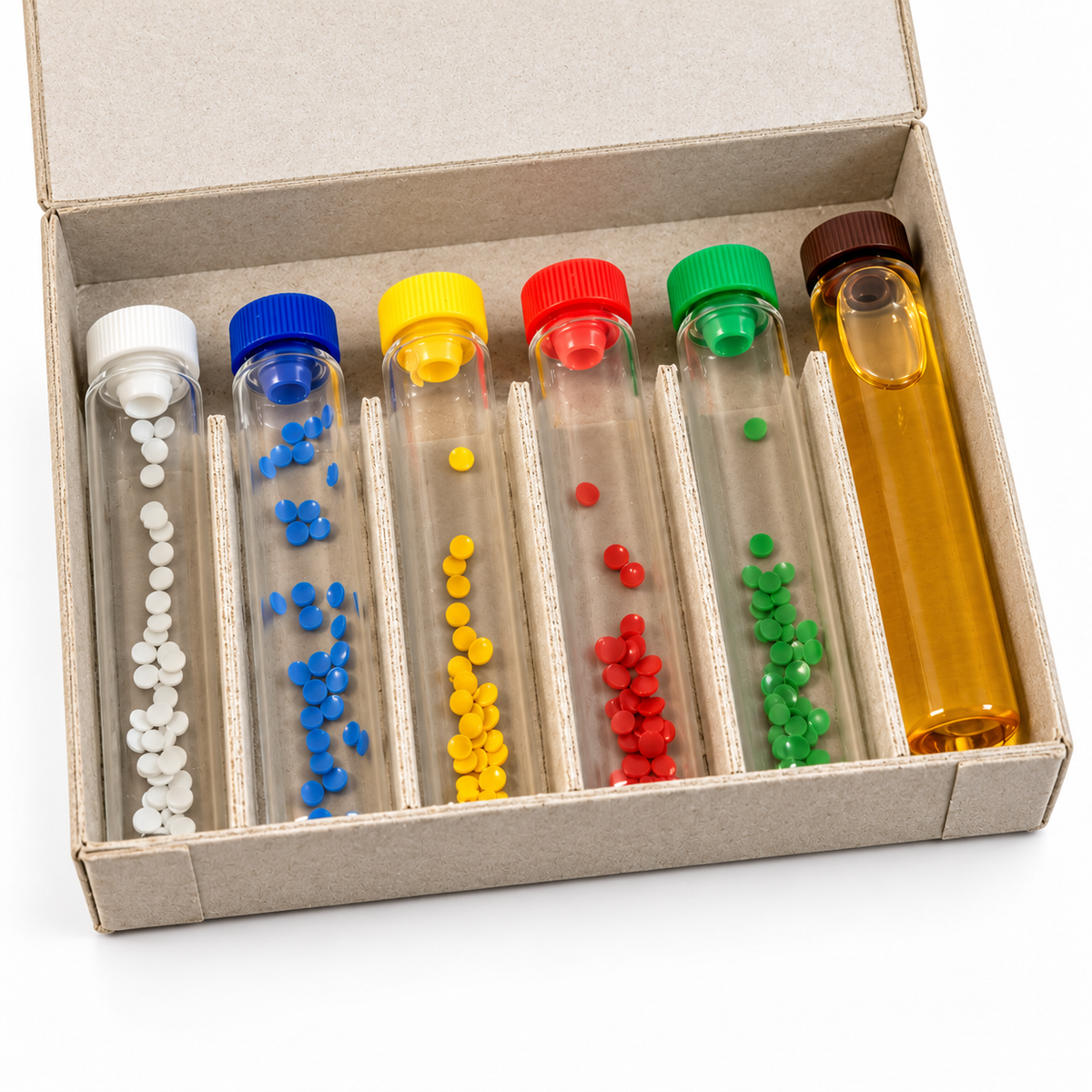 Opalith Zeichenplättchen-Set ohne Nummern – 5 Jahresfarben mit Zeichenleim