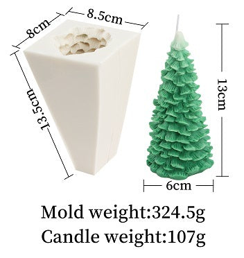 Silicone candle mold for beeswax, large fir tree, Christmas tree