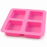 Moule à savon carré en silicone – 4 cavités pour savon à la glycérine, savon en couches & savons DIY, moule multiple de coulée pour savon 