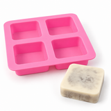 Moule à savon carré en silicone – 4 cavités pour savon à la glycérine, savon en couches & savons DIY, moule multiple de coulée pour savon 