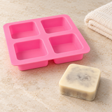 Moule à savon carré en silicone – 4 cavités pour savon à la glycérine, savon en couches & savons DIY, moule multiple de coulée pour savon 