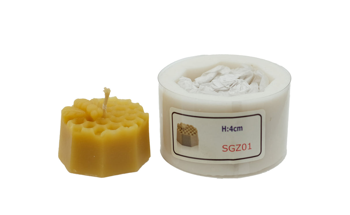 Kerzengießform aus Silikon Seifengießform Bienenwachs Waben Motiv Klein SGZ01