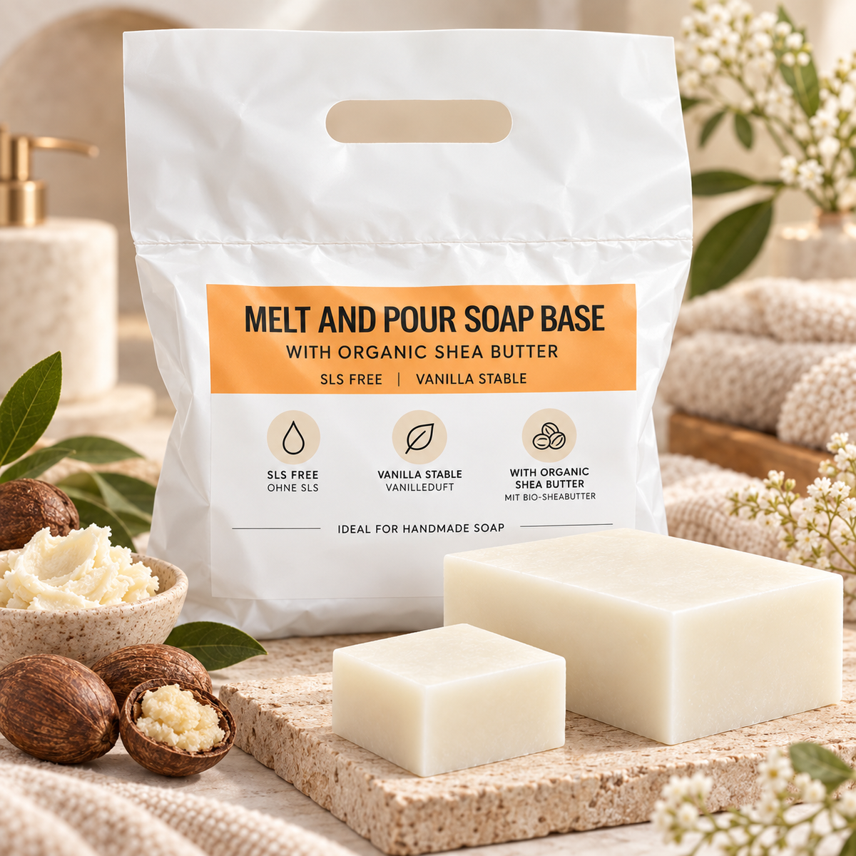 Base per sapone al latte di capra 1 kg – sapone grezzo alla glicerina bianco per colata di sapone (Copia) 