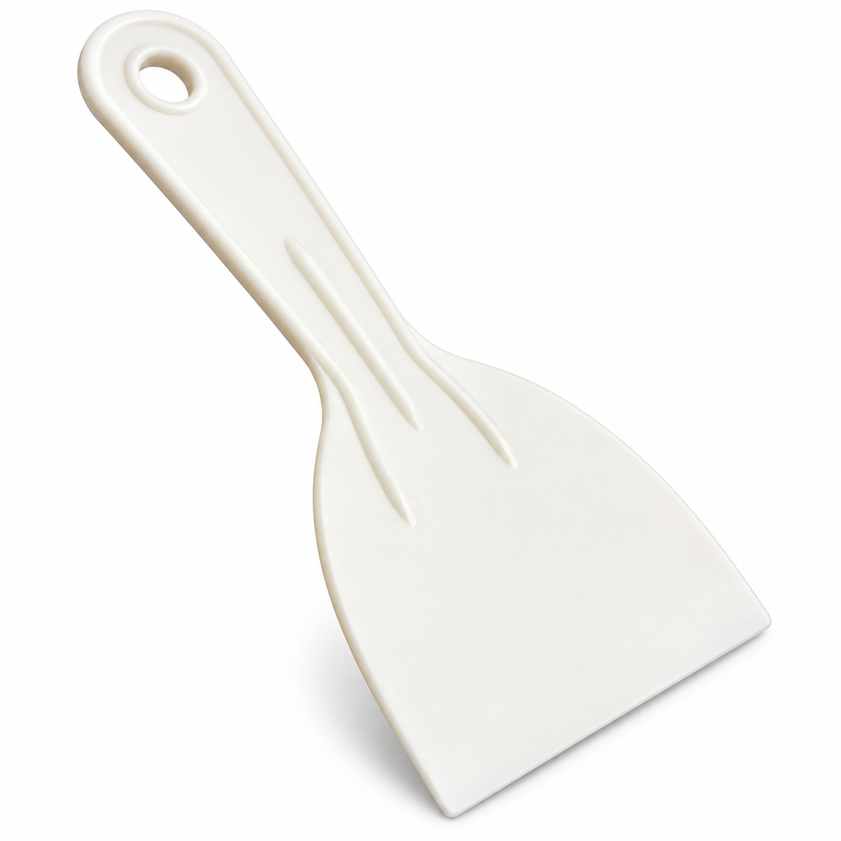 Plastic honey spatula with handle – white, 10.4 cm wide 
