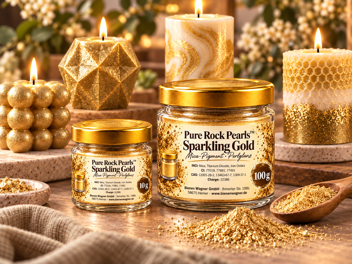 Soap Colour Gold – Mica Pigment for Soap, Candles &amp; Cosmetics | Pure Rock Pearls™ Sparkling Gold 