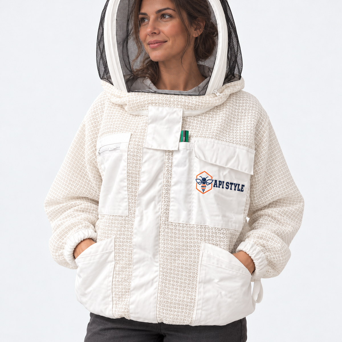 ElegantBee 3-Layer Mesh Beekeeping Jacket White Premium Quality (Copy) 
