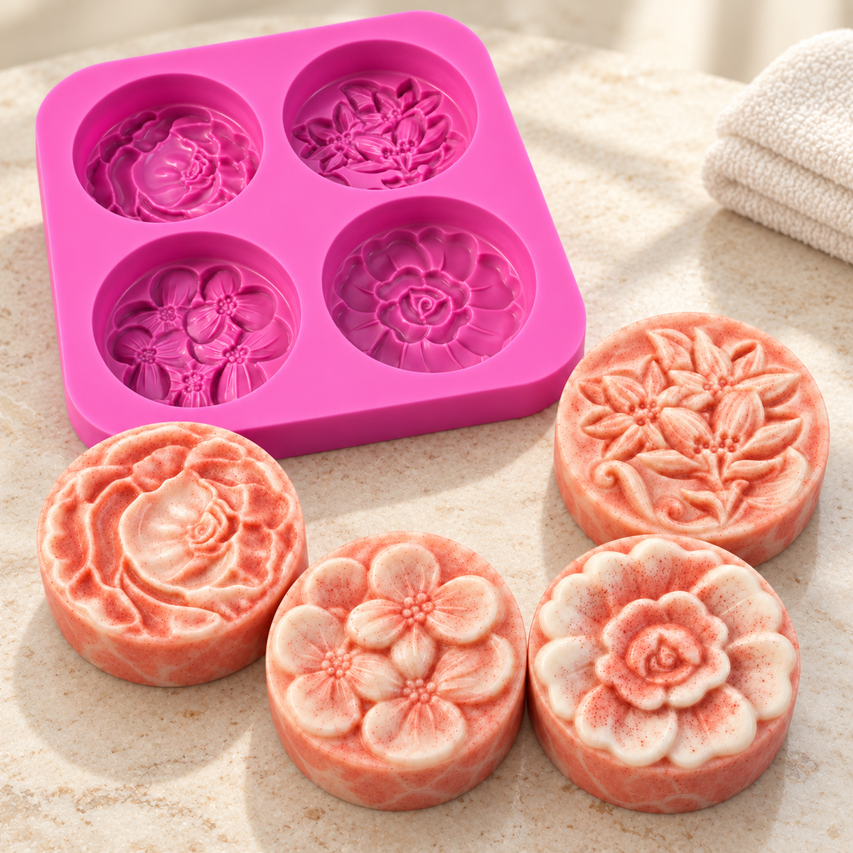 Angel with stars silicone soap mold – 4 cavities with 2 angel designs for glycerin soap, multi-cavity soap casting mold (Copy) (Copy) 