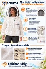 ElegantBee 3-Layer Mesh Beekeeping Jacket White Premium Quality (Copy) 