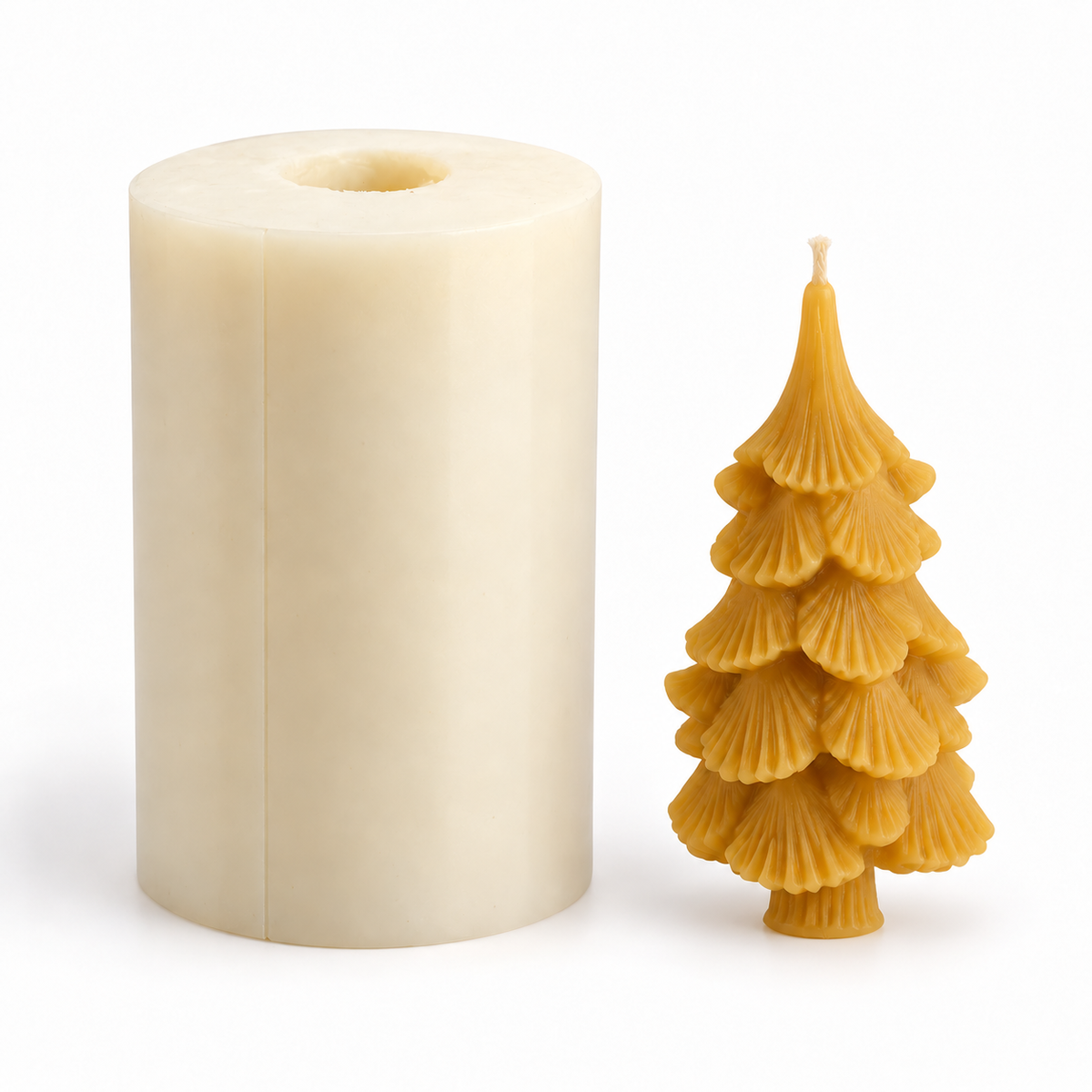 Kerzengießform aus Silikon für Bienenwachs kleiner Tannenbaum mit Stamm Weihnachtsbaum Lz193