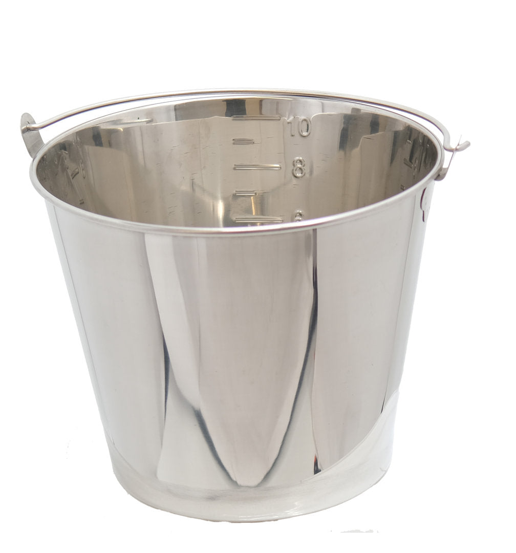 Wax and honey bucket 10 liter stainless steel with Henkell conical wax melting pot