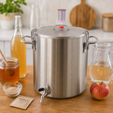 Contenitore in acciaio inox per ammostamento e fermentazione da 35 litri per idromele e vino di miele – set da 8 pezzi 