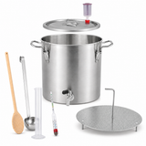 Contenitore in acciaio inox per ammostamento e fermentazione da 35 litri per idromele e vino di miele – set da 8 pezzi 