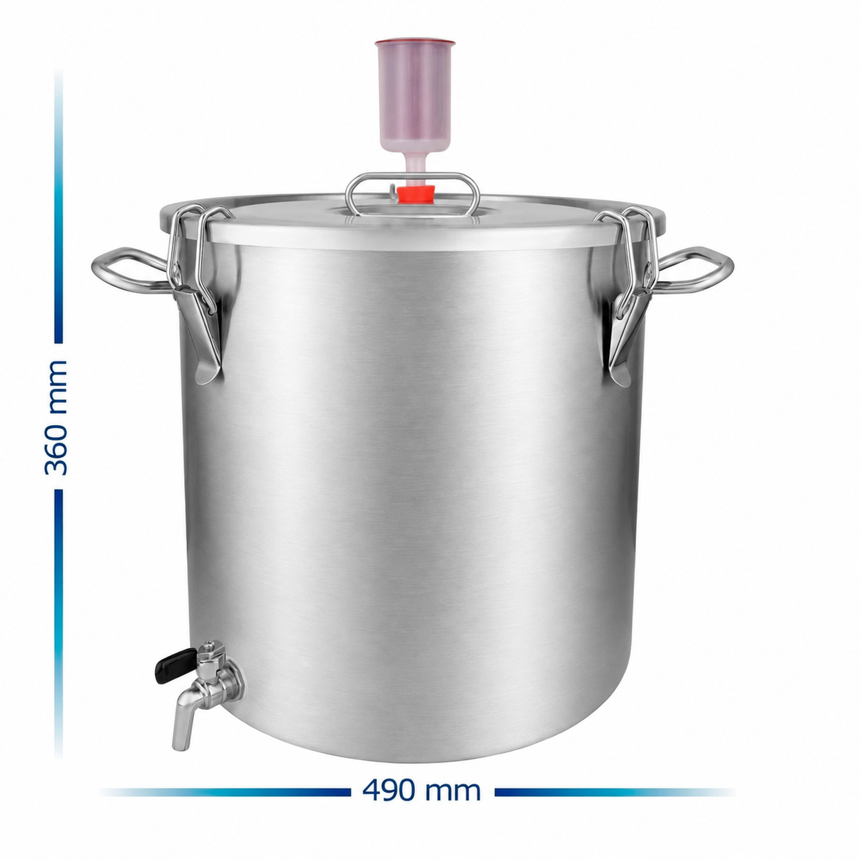 Contenitore in acciaio inox per ammostamento e fermentazione da 35 litri per idromele e vino di miele – set da 8 pezzi 