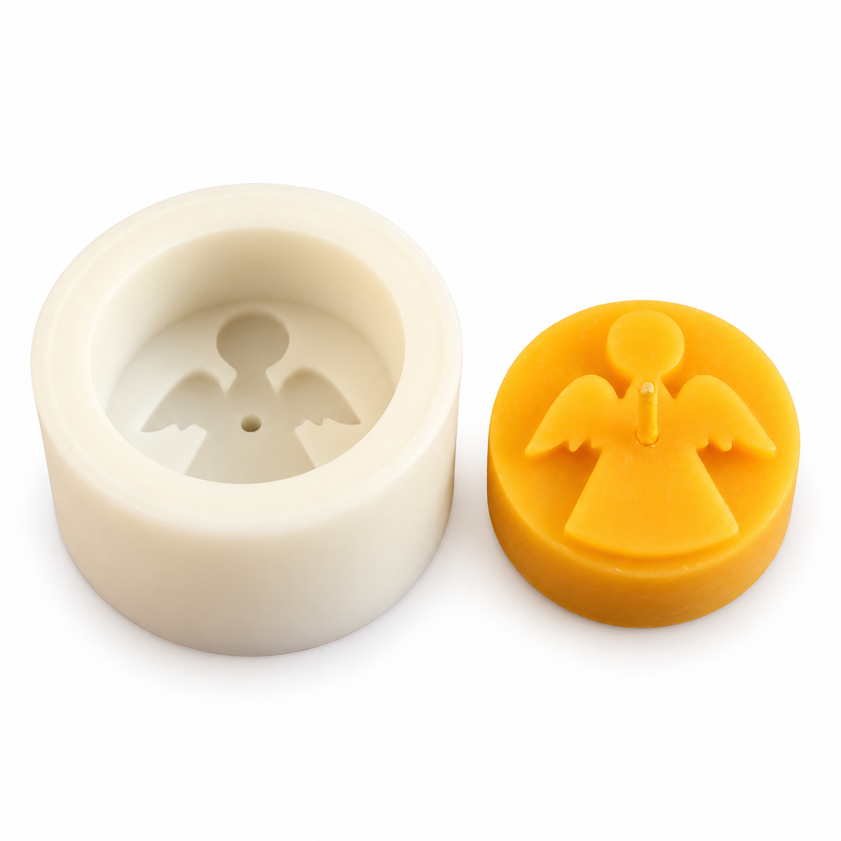 Silicone casting mould for tea light candle “Angel” – cast small beeswax candles with an angel motif yourself 