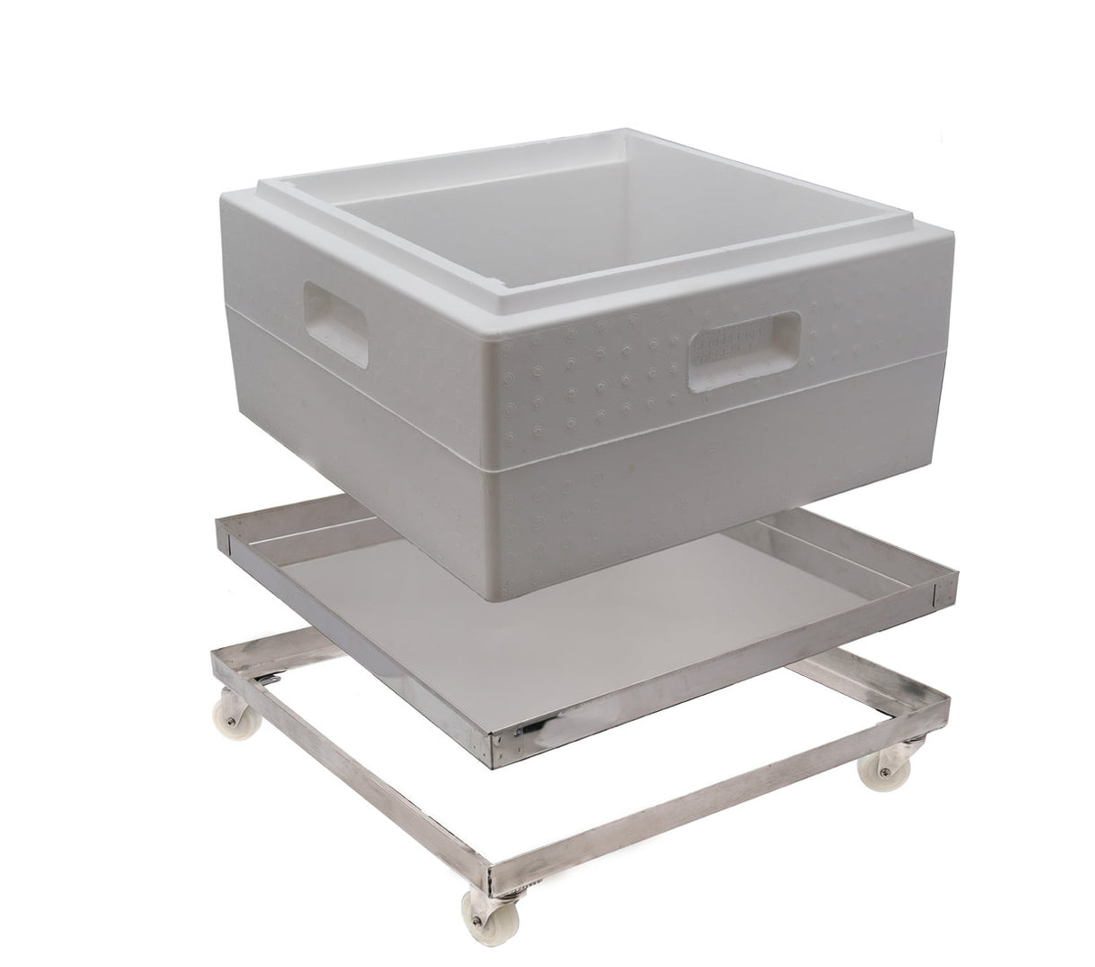 Hive trolley on wheels, 53cm x 53cm, for transporting honey supers and extractors