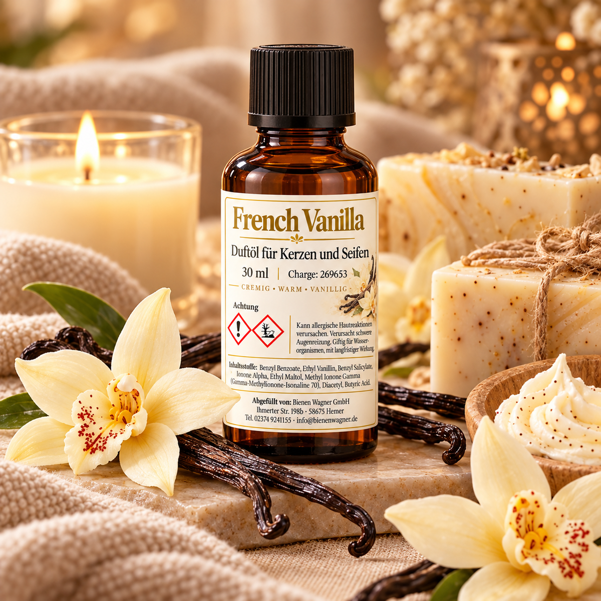 French Vanilla geurolie 30 ml – vanillegeur voor kaarsen & zepen 