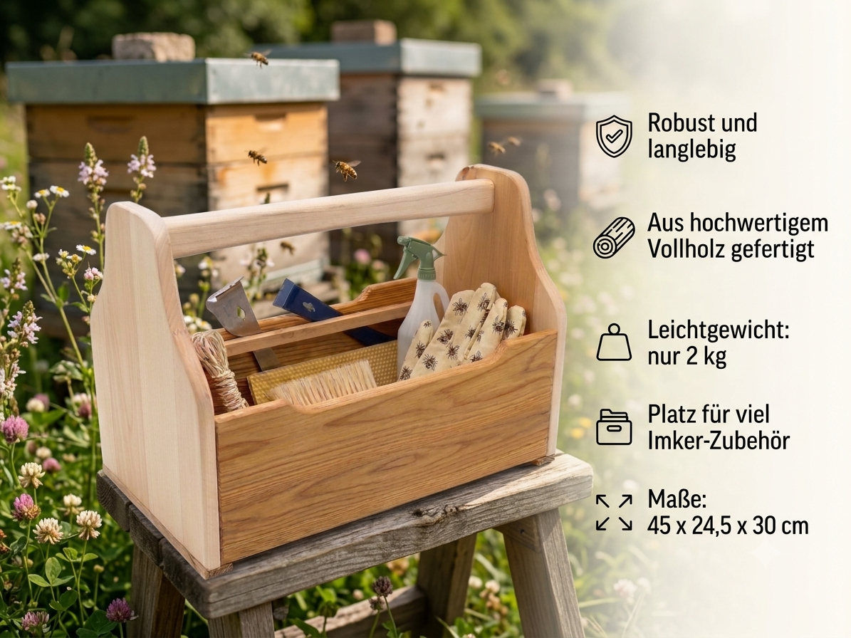 Imker-Arbeitskasten Werkzeugkiste aus Vollholz  - kompakt, robust und perfekt organisiert
